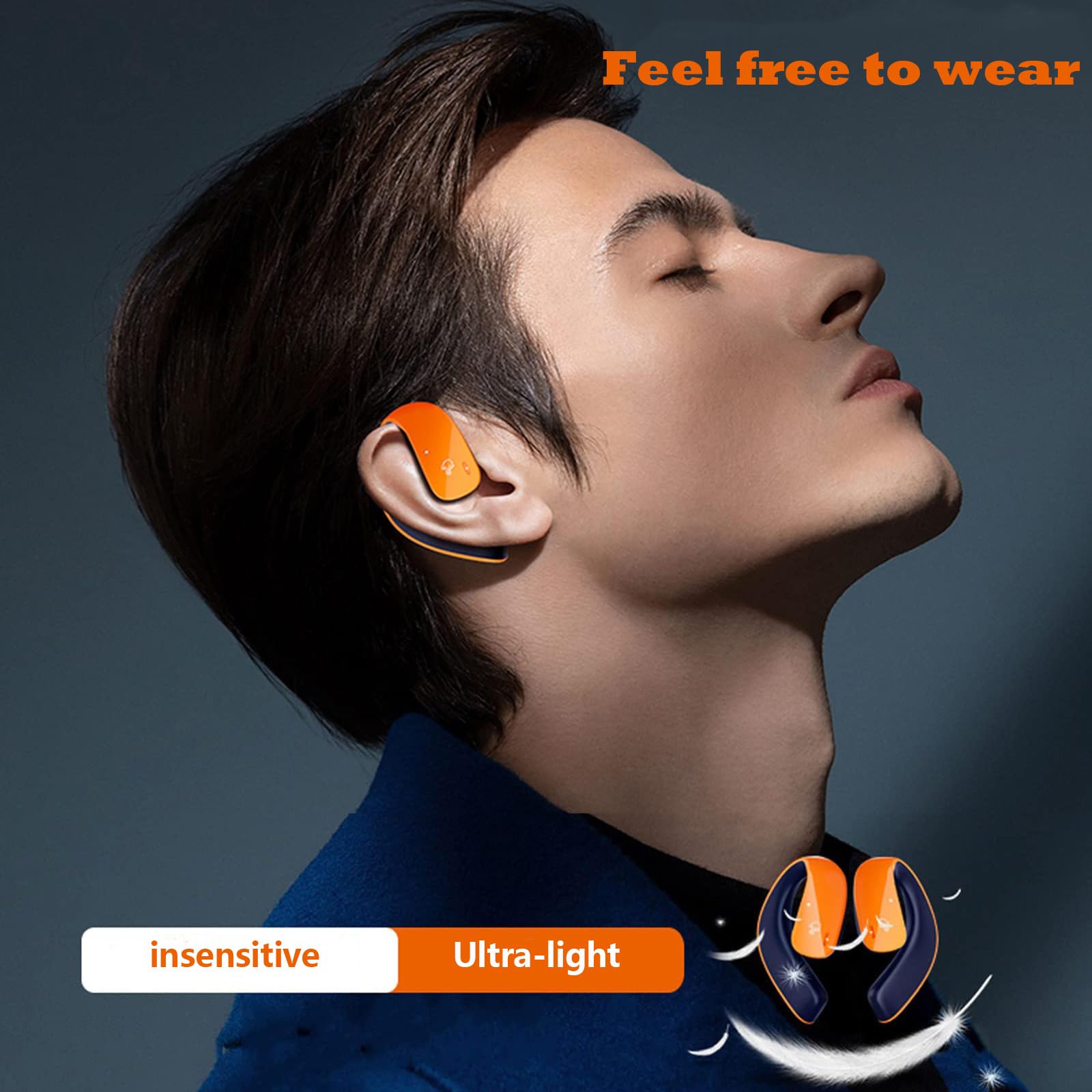 Wireless Open Ear Bluetooth Headphones with Earhooks - Bone Conduction Sports Headset for Running, Cycling & Workouts - Sweatproof Wireless Earbuds for Active Lifestyle