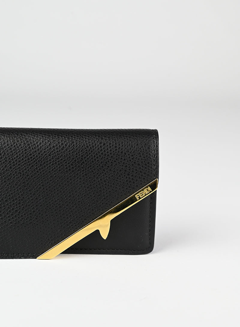 Fendi Leather Card Holder in Black - Stylish & Compact Wallet for Credit Cards, ID & Cash - Perfect for Everyday Use & Travel