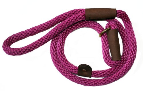 Lone Wolf Slip Lead Dog Leash and Collar Combo - 1/2 Inch by 6 Feet Adjustable Training Lead - Soft Raspberry Color for Small to Medium Dogs - Perfect for Walking, Training & Outdoor Adventures