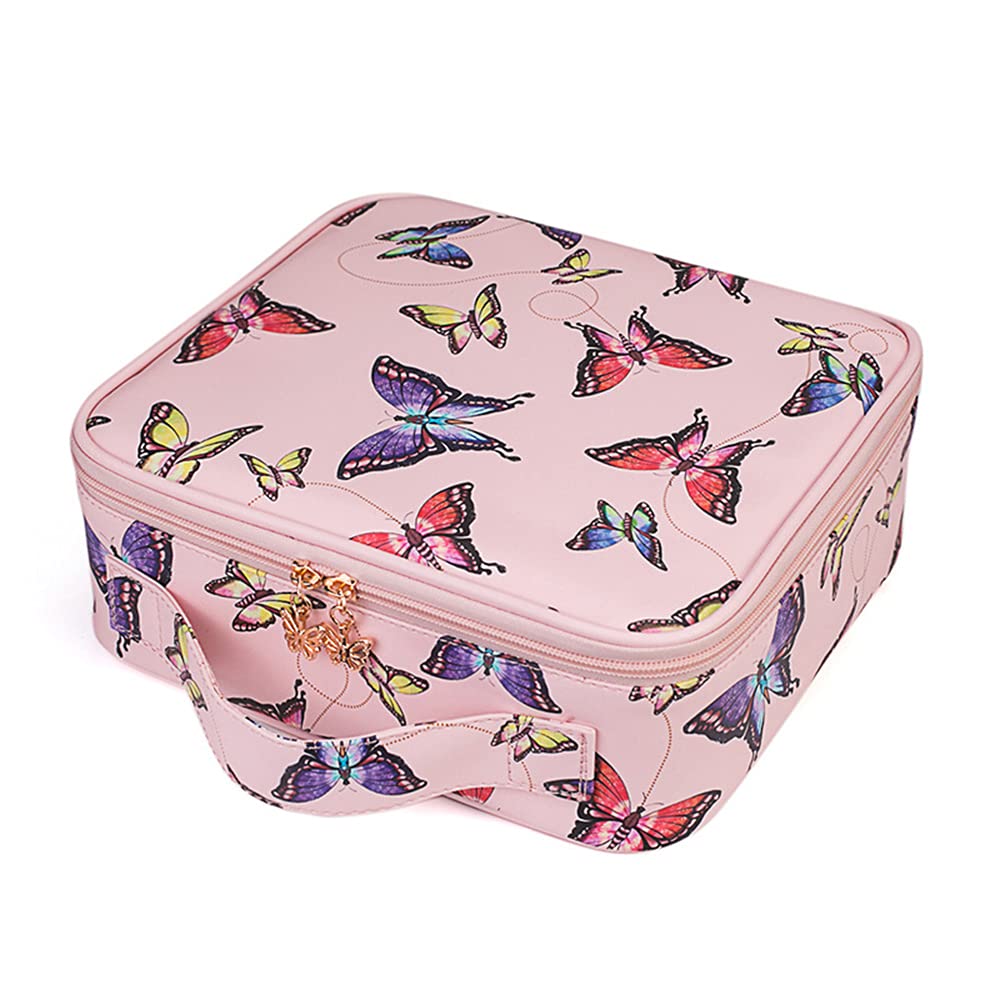 Professional Laser Makeup Train Case - Adjustable Cosmetic Organizer Bag for Women | Travel Makeup Brush & Jewelry Storage | Perfect for Travel, Salon, and Home Use
