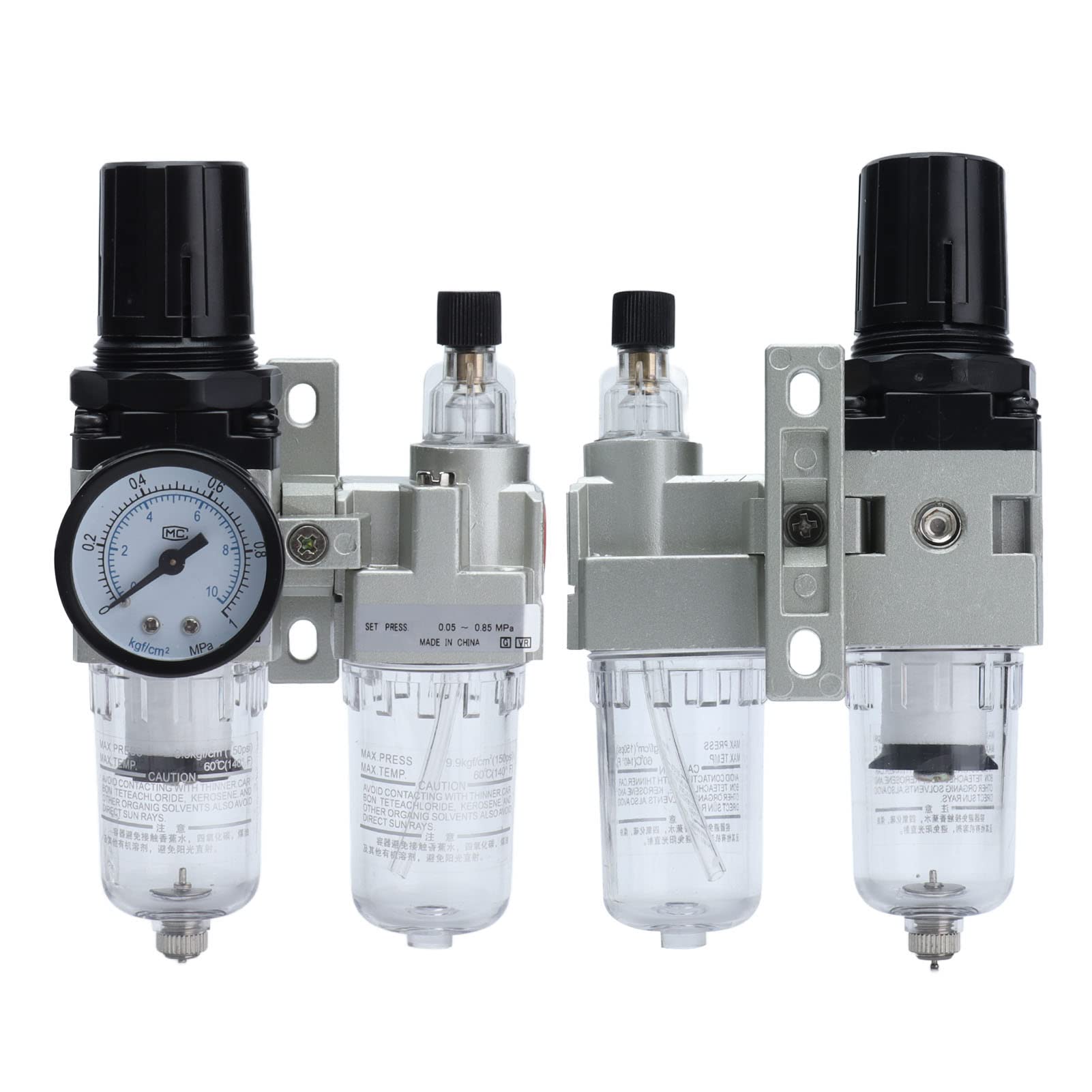 Manual Drain Air Filter Regulator 0.05-0.85MPa, G1/4 Port, Transparent Container for Pneumatic Systems & Automation Equipment - Ideal for Industrial Machinery, CNC Tools, and Air Compressor Systems