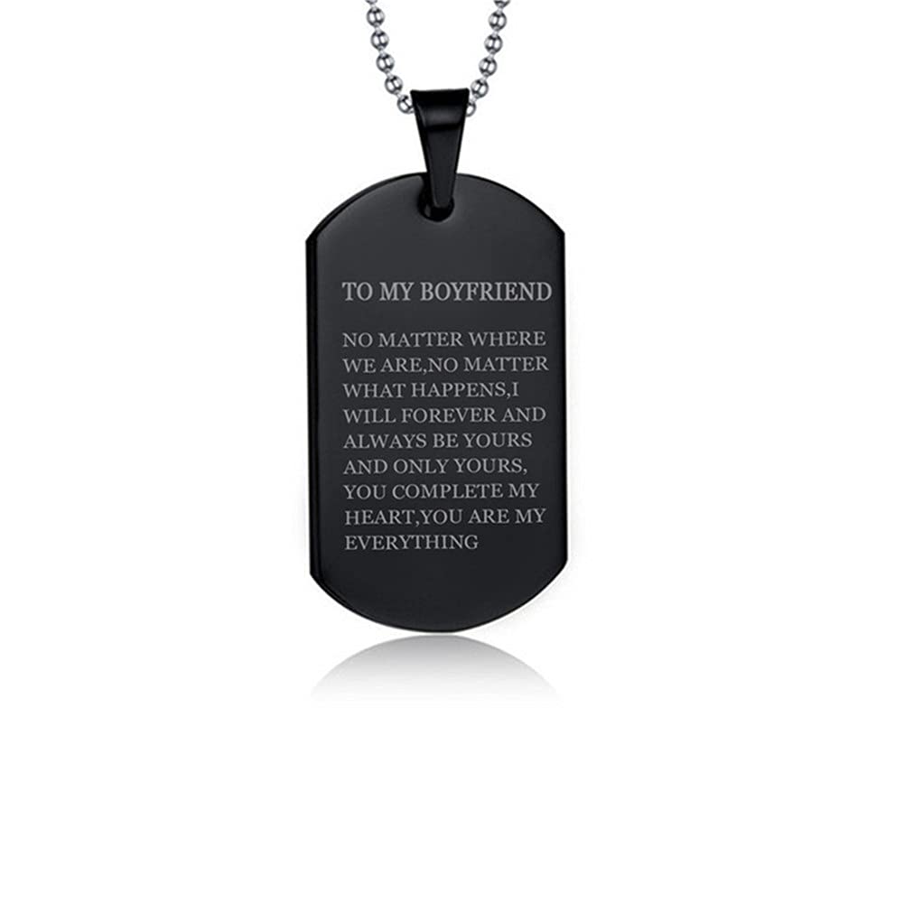 NineJewelry NJ Personalized Stainless Steel Name Love Necklace - Custom Engraved Dog Tag Pendant for Girlfriend, Anniversary, Valentine's & Birthday Gifts | Motivational Sentimental Jewelry for Her | Free Engraving | Perfect for Romantic Occasions & Everyday Wear