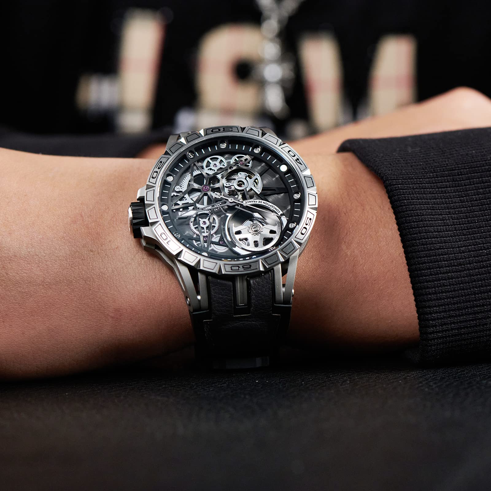 Top Luxury Automatic Skeleton Dial Steel Watch - Designer Leather Strap Wristwatch for Men - Perfect for Business, Formal Events & Everyday Wear