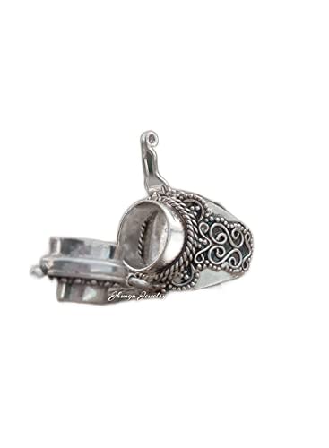 Elegant Gothic Citrine Poison Locket Box Ring - Silver Jewelry with Amethyst Stone (Size 6.5) - Perfect for Weddings, Gothic Fashion & Victorian Style Accessories