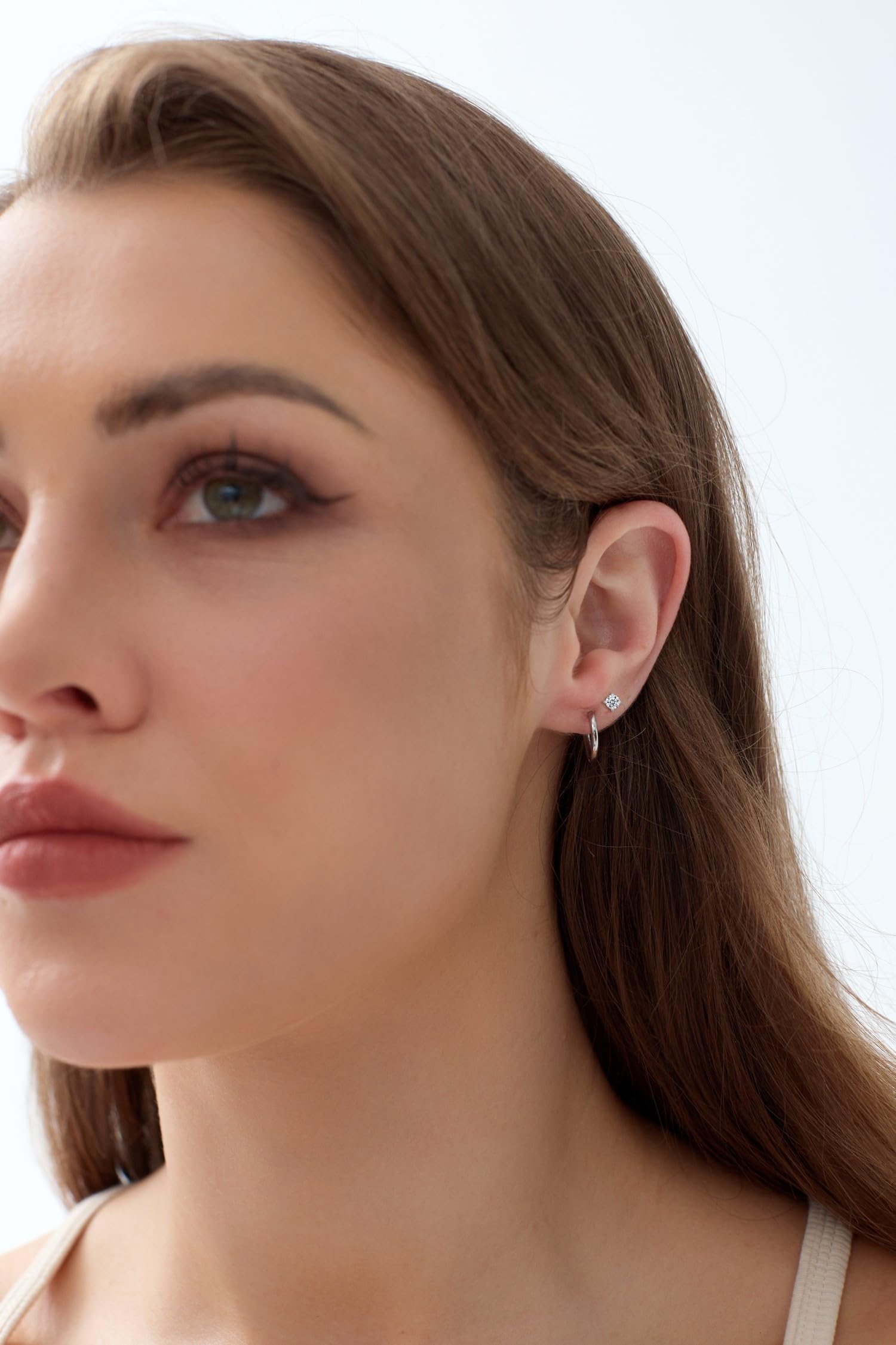 14K Gold Plated Surgical Steel Hoop Earrings for Women - Hypoallergenic Flat Back Stud Earrings Set with Cubic Zirconia | 6 Pairs Hoop & Stud Earrings for Everyday Wear, Gift Giving & Special Occasions