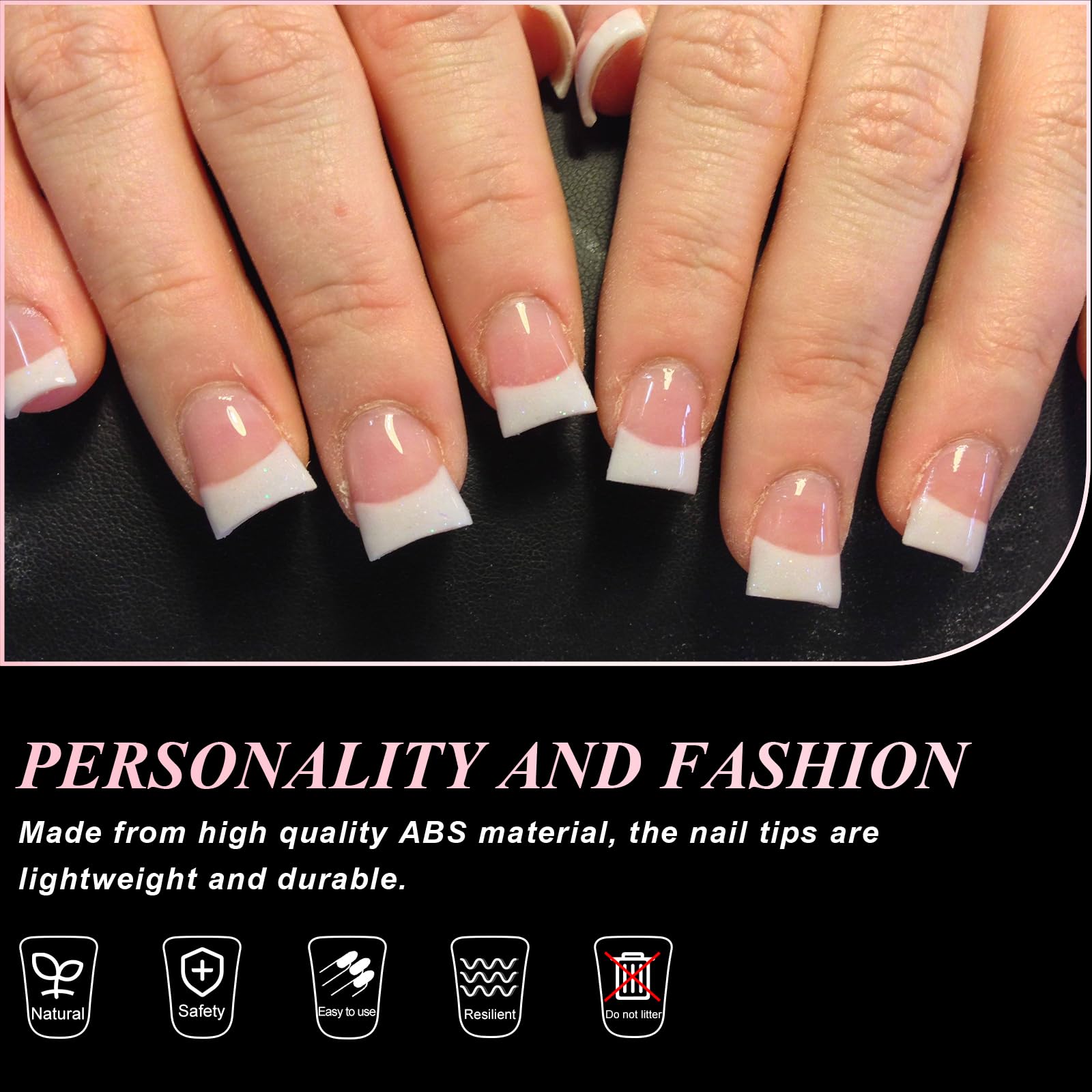 Duck Nail Tips Full Cover - 120Pcs Curved Acrylic False Nails for Extensions | Wide Short French Fake Nails DIY Kit with 12 Sizes | Perfect for Home Manicures, Salon Nail Art & Professional Nail Extensions