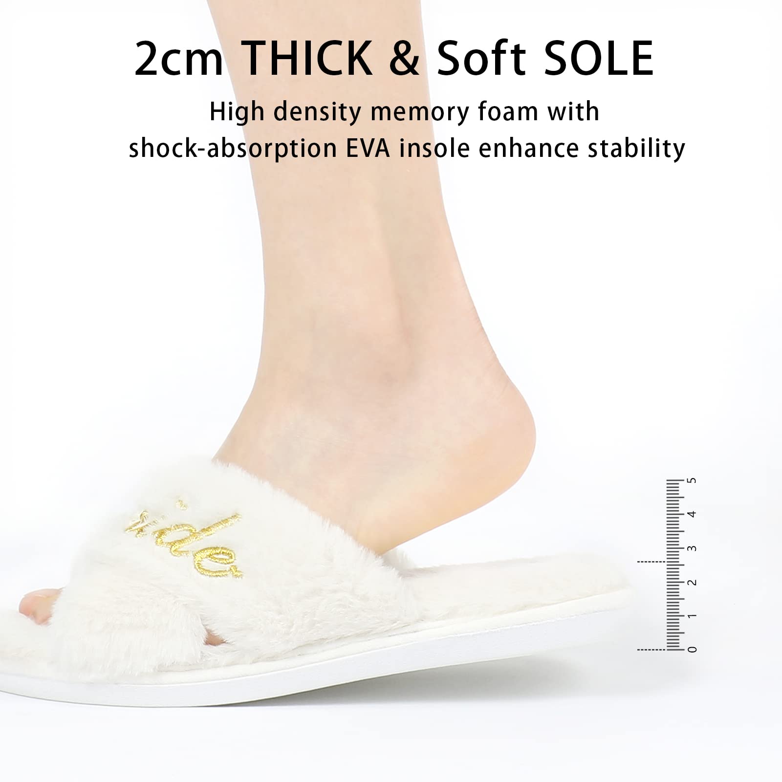 Bridal Slippers for Women - Comfortable White Wedding Slippers for Bride & Bridesmaids | Perfect for Wedding Day, Reception & Getting Ready Moments