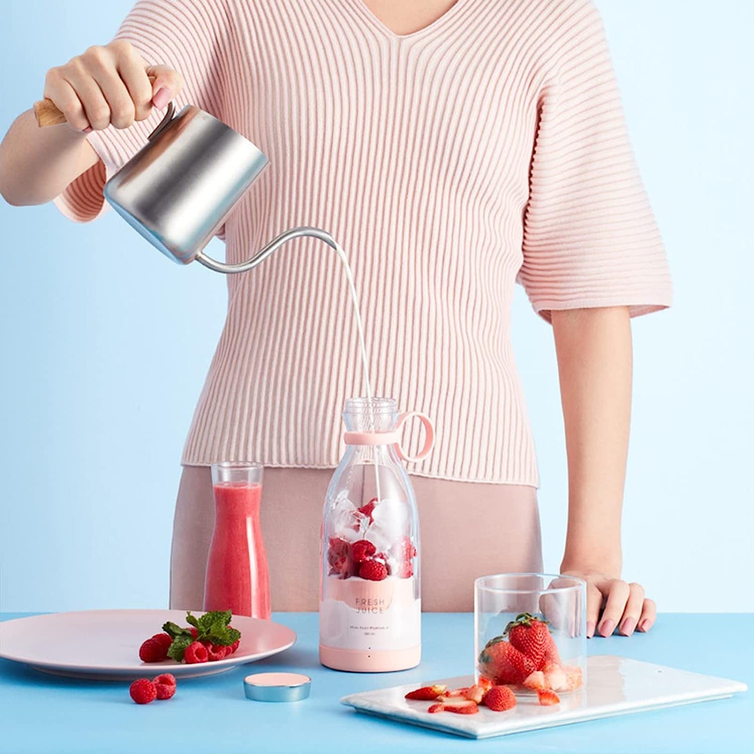 Portable 350ML Blender Bottle - Smoothie Maker for Fresh Juices & Shakes - Gym & Travel Use