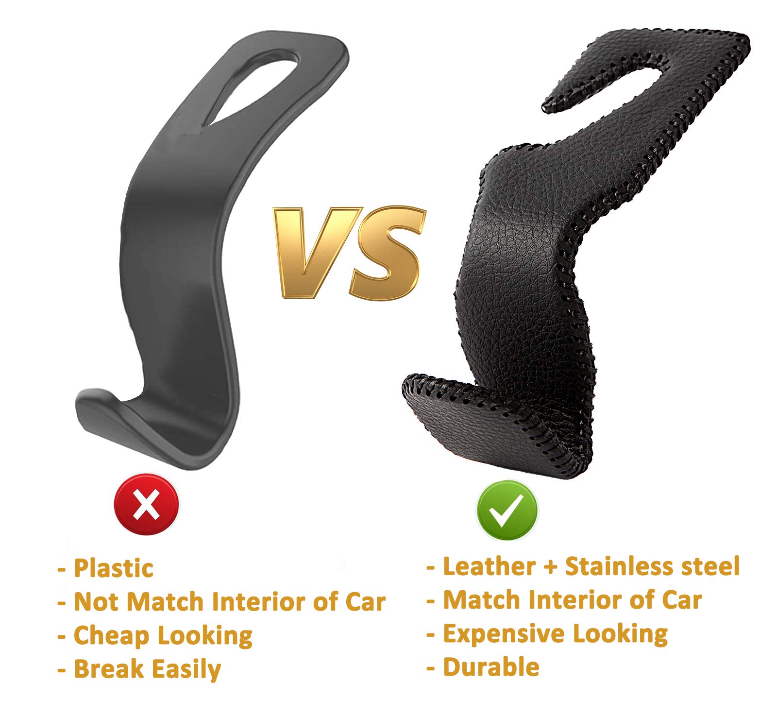 Premium Car Hooks for Purses & Bags - 2 Pack Luxury Red Leather Backseat Headrest Hangers - Vehicle Organizer for Handbags, Groceries & Shopping Bags - Perfect for SUVs, Sedans & Road Trips