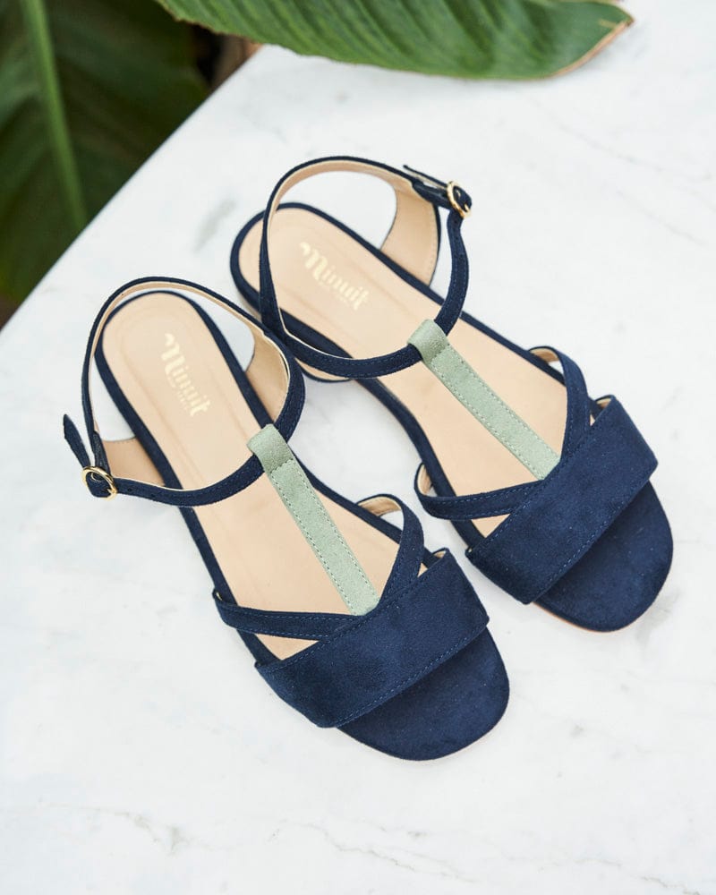 Vegan Suede Strappy Sandals for Women - Comfortable & Stylish Midnight Blue Sandals | Perfect for Summer, Beach, Vacation & Casual Outings