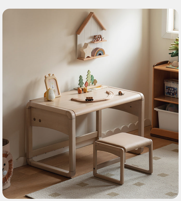Handmade Solid Birch Wood Children's Writing Desk - Kids Study Table for Home & Classroom Learning Activities