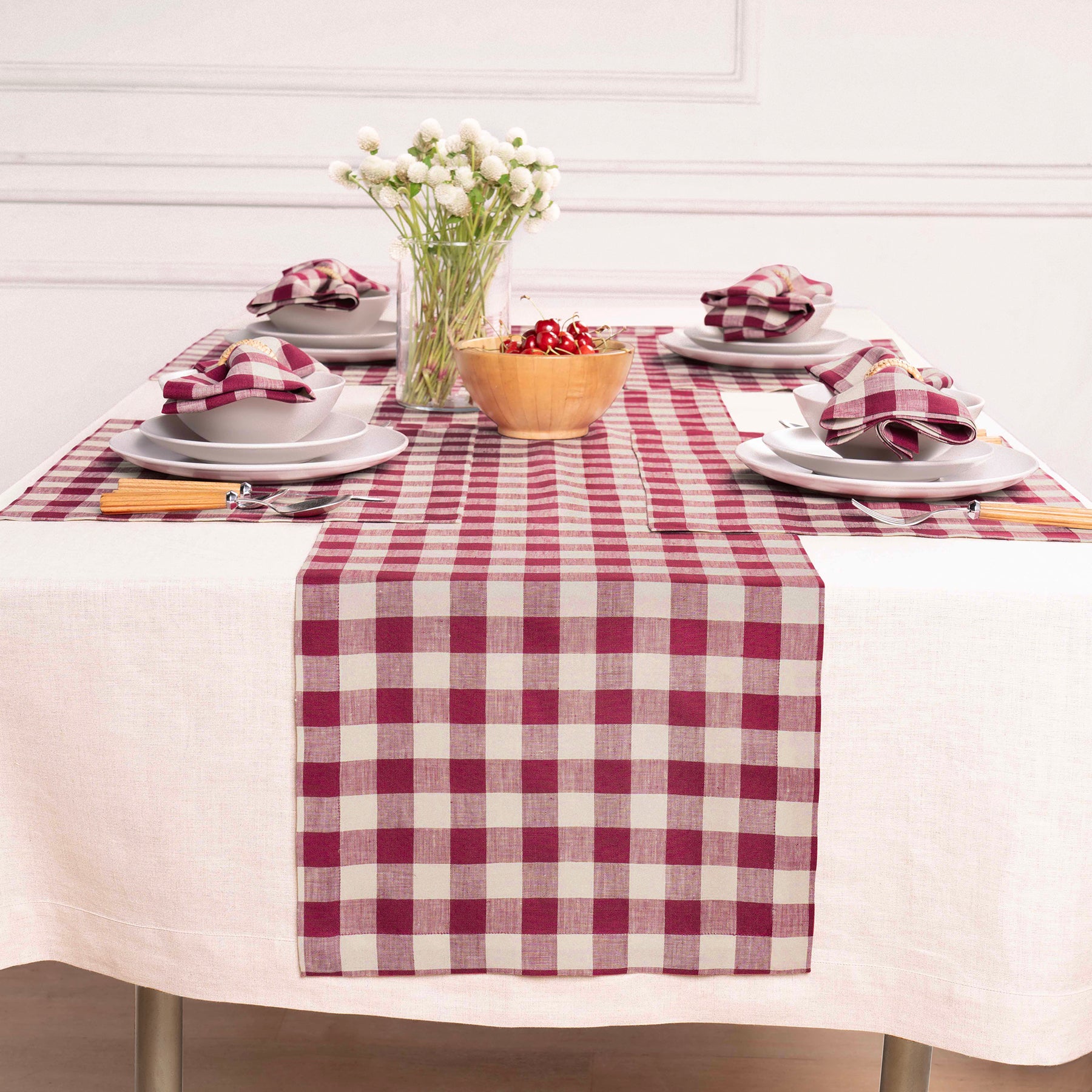 Morgan Check Table Runner - Classic Plaid Cotton Tablecloth for Dining & Kitchen Decor - Perfect for Holiday Dinners, Parties & Farmhouse Style Home Decor