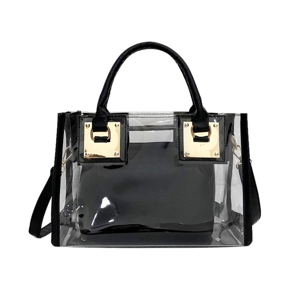 Stylish Women's Transparent Shoulder Crossbody Bag - 2 in 1 Fashionable Designer Handbag Purse for Daily Use, Travel & Parties