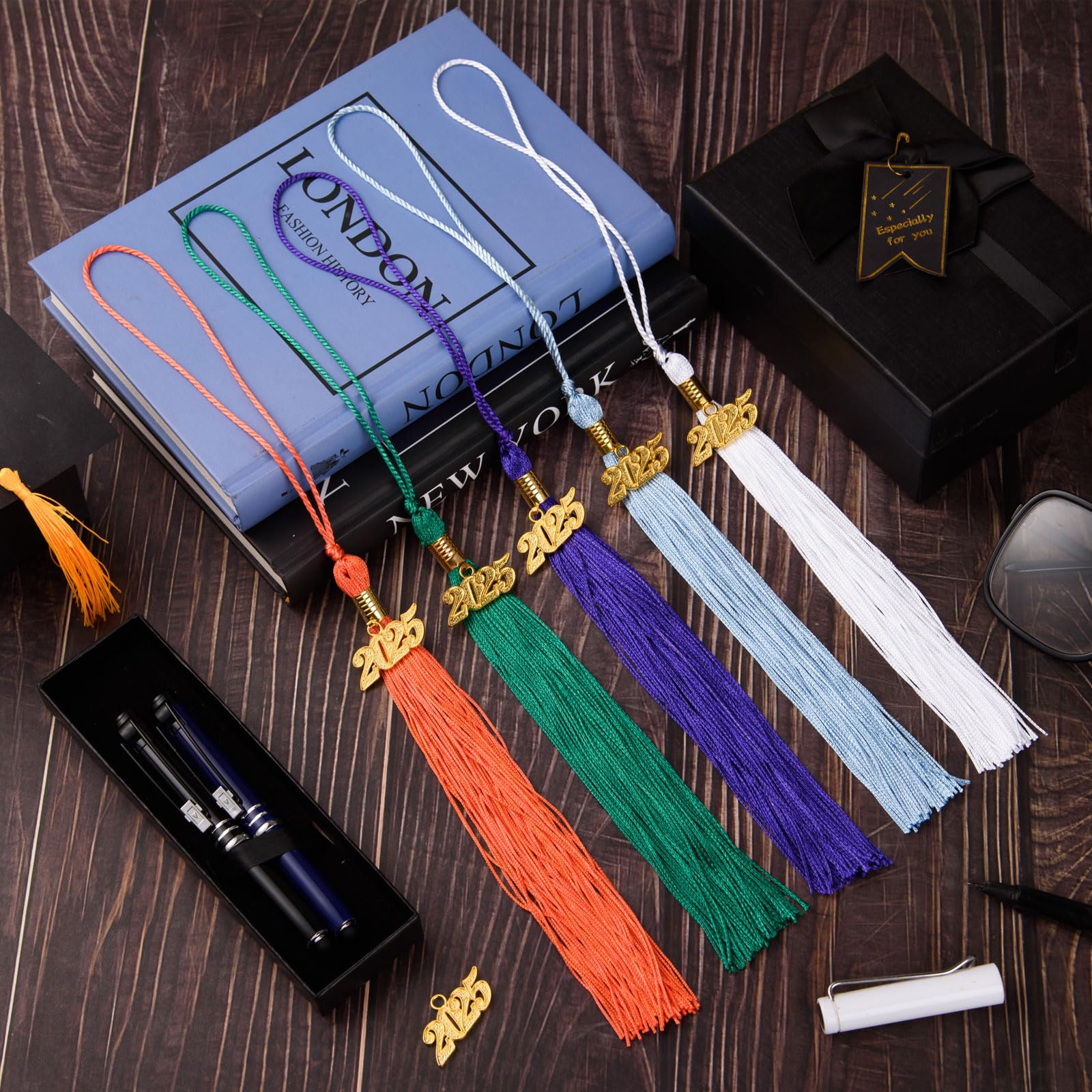 12 Pack 2025 Graduation Tassels with Charm - Green Cap Tassel Decorations for Graduation Ceremony & Party Supplies | High School, College, University Commencement Accessories