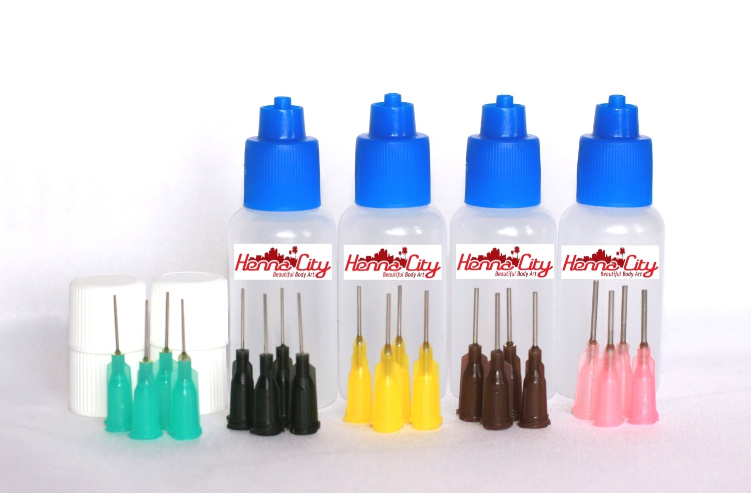 Henna & Jagua Tattoo Kit - 4 Pack of 1/2 oz Applicator Bottles for Professional Body Art | Perfect for DIY Tattoos, Mehndi Designs & Temporary Body Art at Parties & Festivals