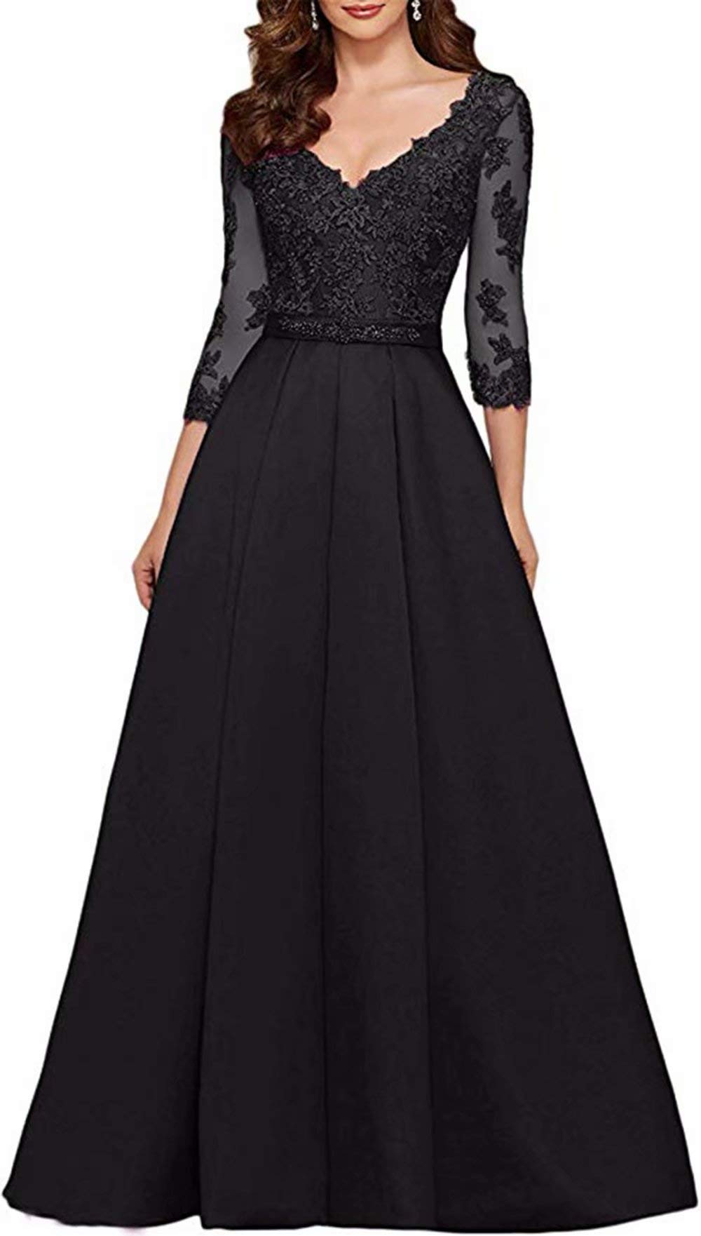 Elegant Women's 3/4 Sleeve Lace Prom Dress - Mother of The Bride Gown for Weddings, Parties & Special Occasions