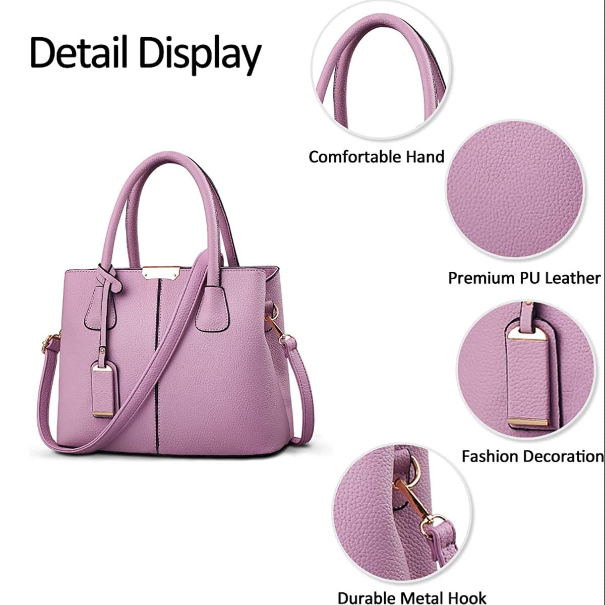 Women's PU Leather Handbags - Fashion Top Handle Satchel Tote for Work & Travel