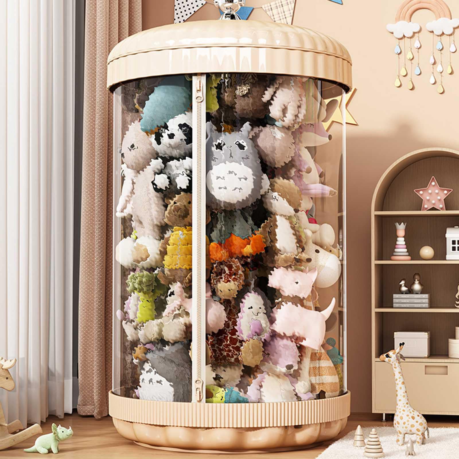 Large Clear Toy Storage Bin - High Capacity Plush Toy Organizer Tube for DIY Display | Eco-Friendly, Dustproof & Space-Saving Kids Toy Organizer for Playroom, Bedroom & Nursery Organization