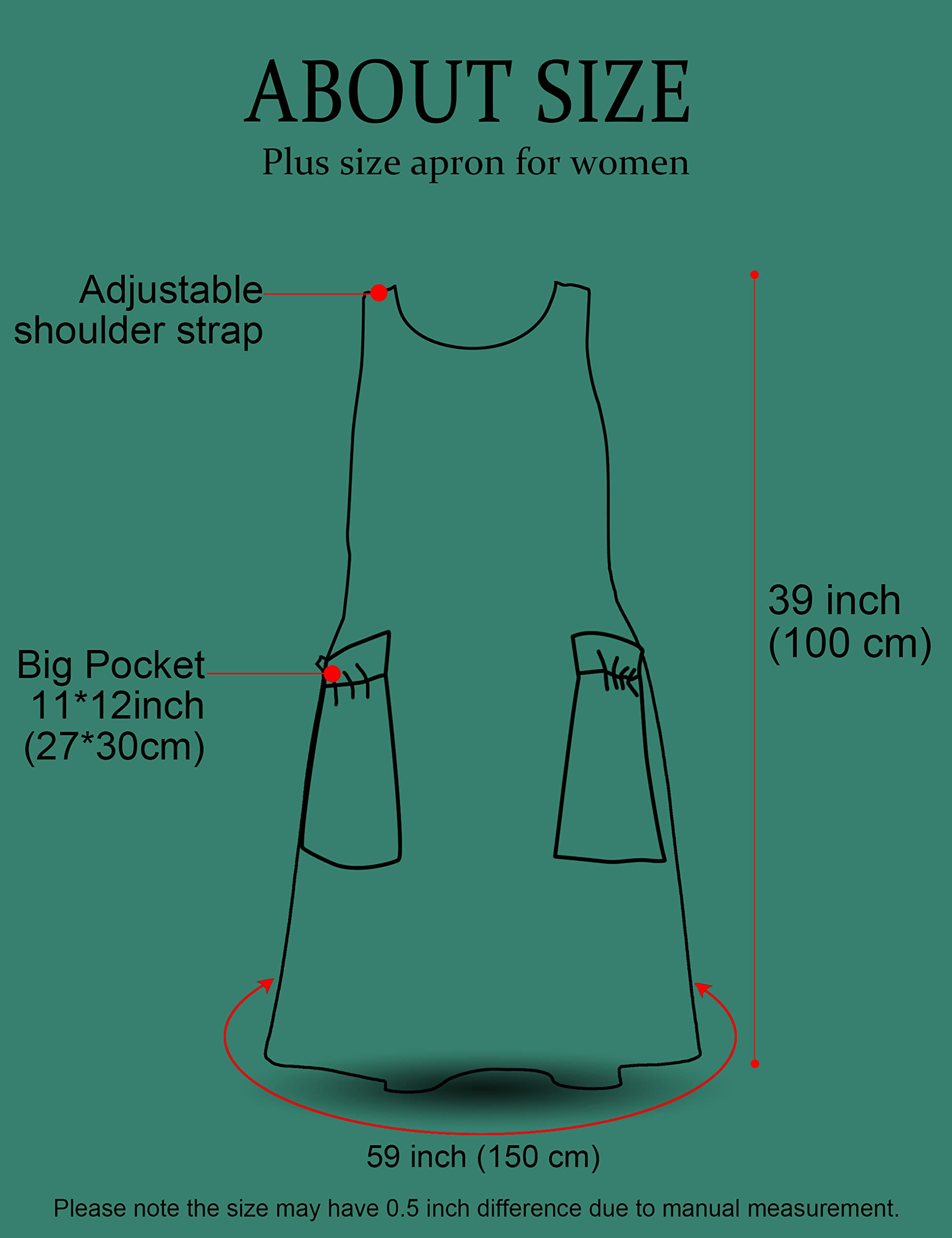 APRONNER Plus Size Aprons for Women - Extra Large Cotton Linen Kitchen Apron with Pockets for Baking, Cooking & Grilling - Perfect for Chefs, Bakers & BBQ Enthusiasts