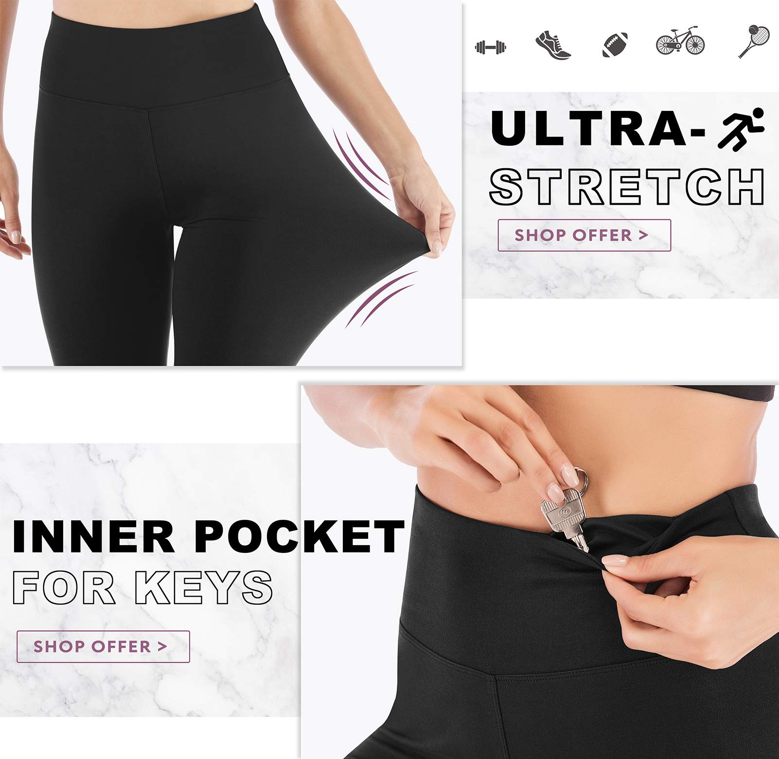 IUGA High Waisted Yoga Pants for Women - Running Workout Leggings with Inner Pocket, Tummy Control & Squat Proof - Perfect for Gym, Yoga, Pilates & Everyday Wear