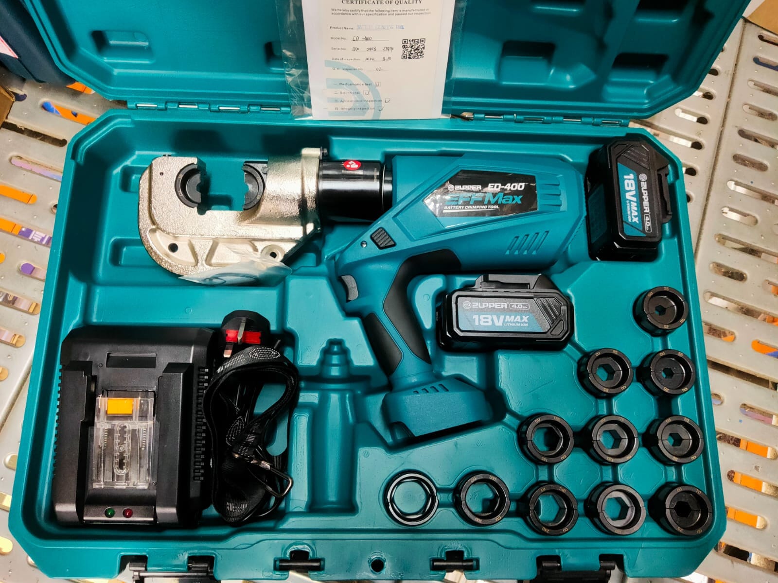 Aiko 18V Battery-Powered Terminal Crimping Tool - 3.0Ah, 16-400mm² Wire Range | Model ED 400 | Perfect for Automotive, Marine & Electrical Wiring Projects