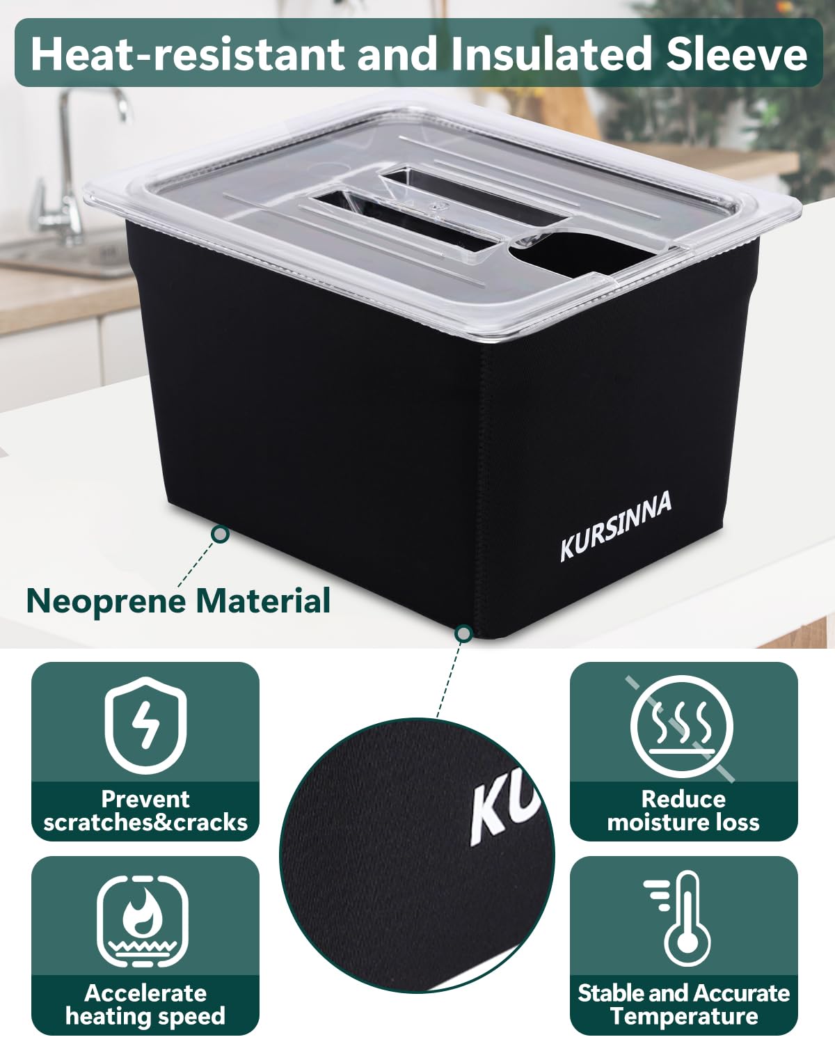 12QT BPA-Free Sous Vide Container with Lid - Includes Fixed Rack, Kitchen Tongs & Heat-Resistant Sleeve - Compatible with Anova, Breville Joule, Instant Pot & Most Sous Vide Cookers - Perfect for Home Kitchens, Meal Prep & Professional Chefs