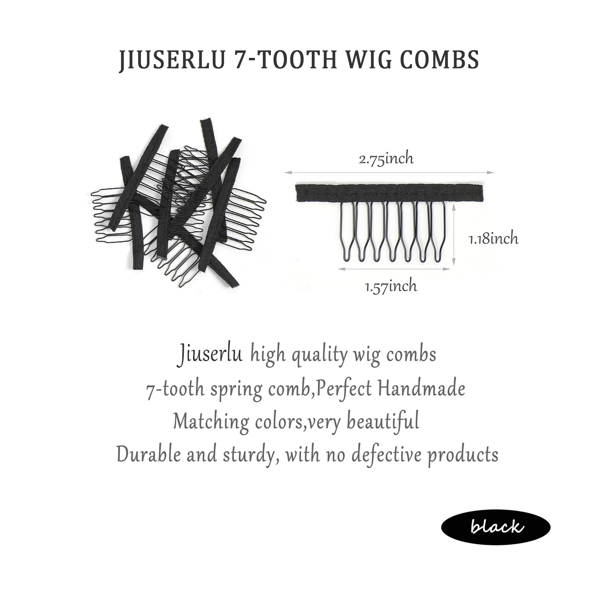 20-Piece Black Wig Combs with 7 Teeth - Secure Wig Clips & Accessories for Wig Making, Styling & Caps - Perfect for Cosplay, Daily Wear & Salon Use (20 Pcs)