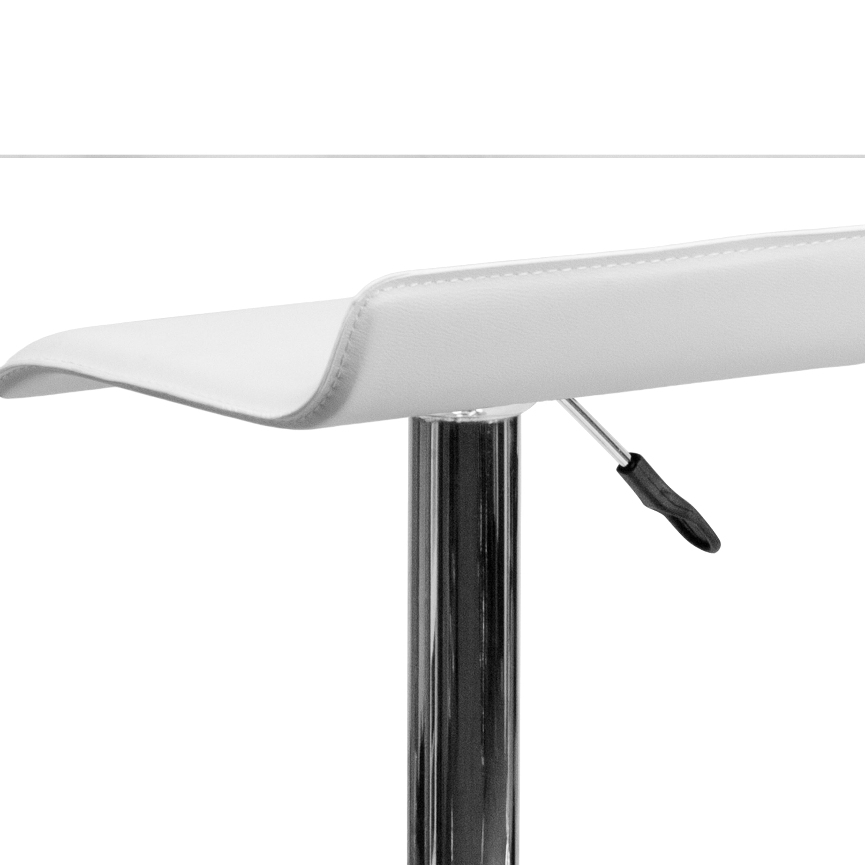 FLASH Dax Contemporary White Vinyl Adjustable Height Bar Stool with Solid Wave Seat & Chrome Base - Perfect for Kitchen Islands, Breakfast Bars & Modern Home Decor