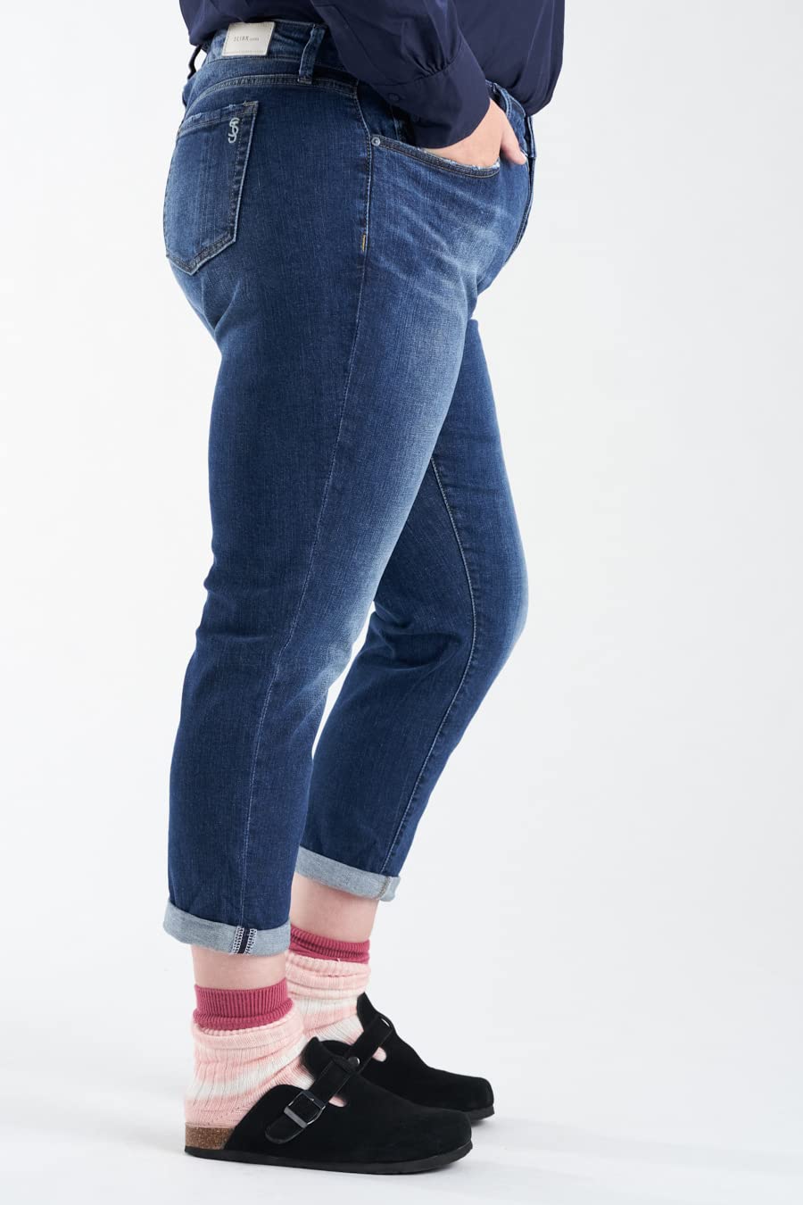 SLINK Jeans Mid Rise Easy Fit Boyfriend - Stretch Denim Pants for Women - Plus Size 14-24 - Comfortable Casual & Work Wear