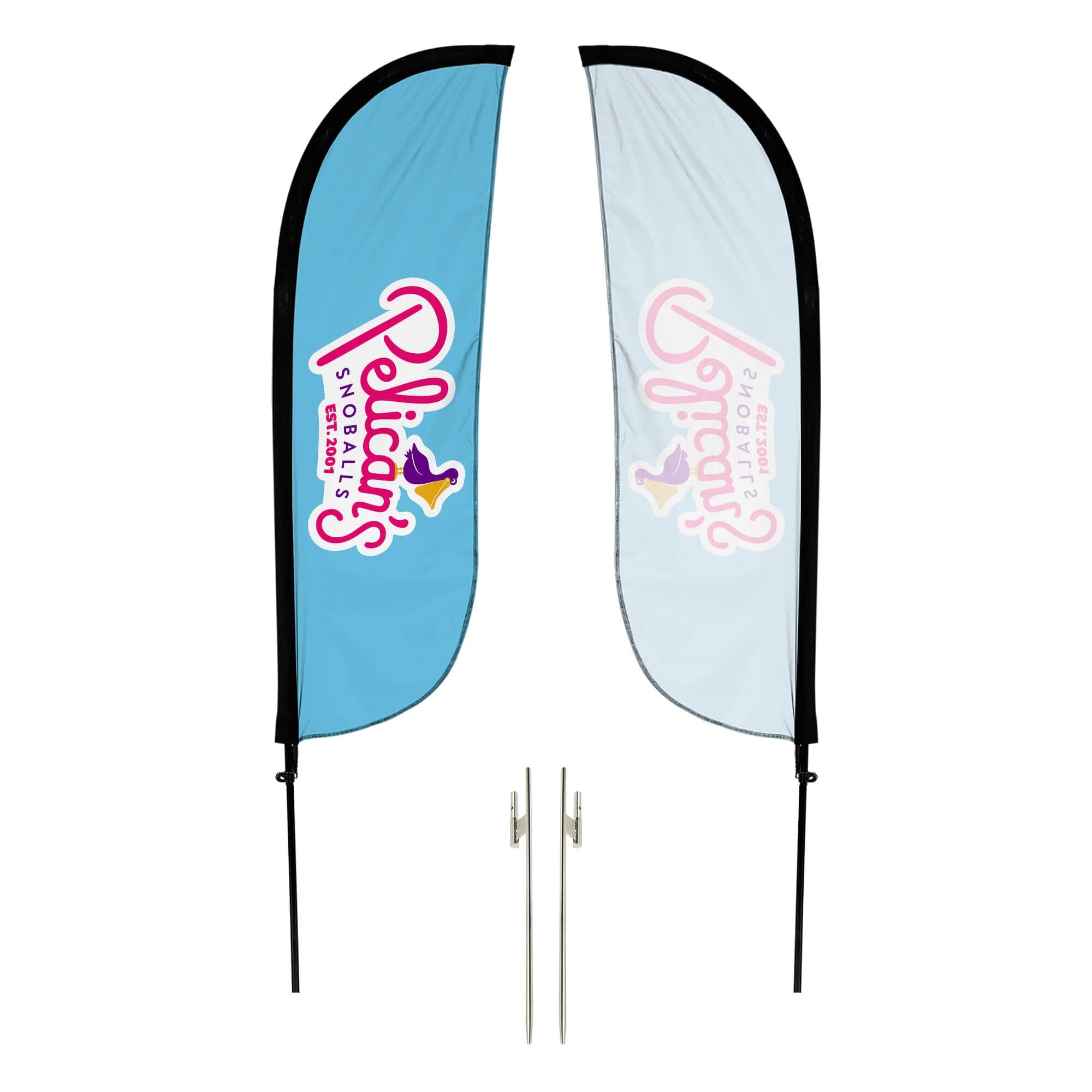 Pelican's Snoballs 5ft Feather Flag with Logo - Durable Outdoor Advertising Banner for Parties, Events, and Business Promotion