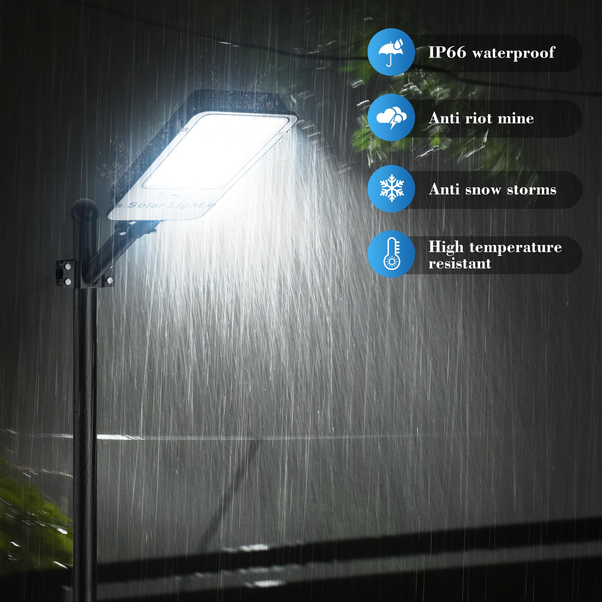 2000W Solar Street Lights Outdoor Waterproof - 6500K White Commercial Solar Parking Lot Lights with Motion Sensor, Dusk to Dawn, for Street, Yard, Garden, Pathway, Driveway, and Outdoor Security Lighting