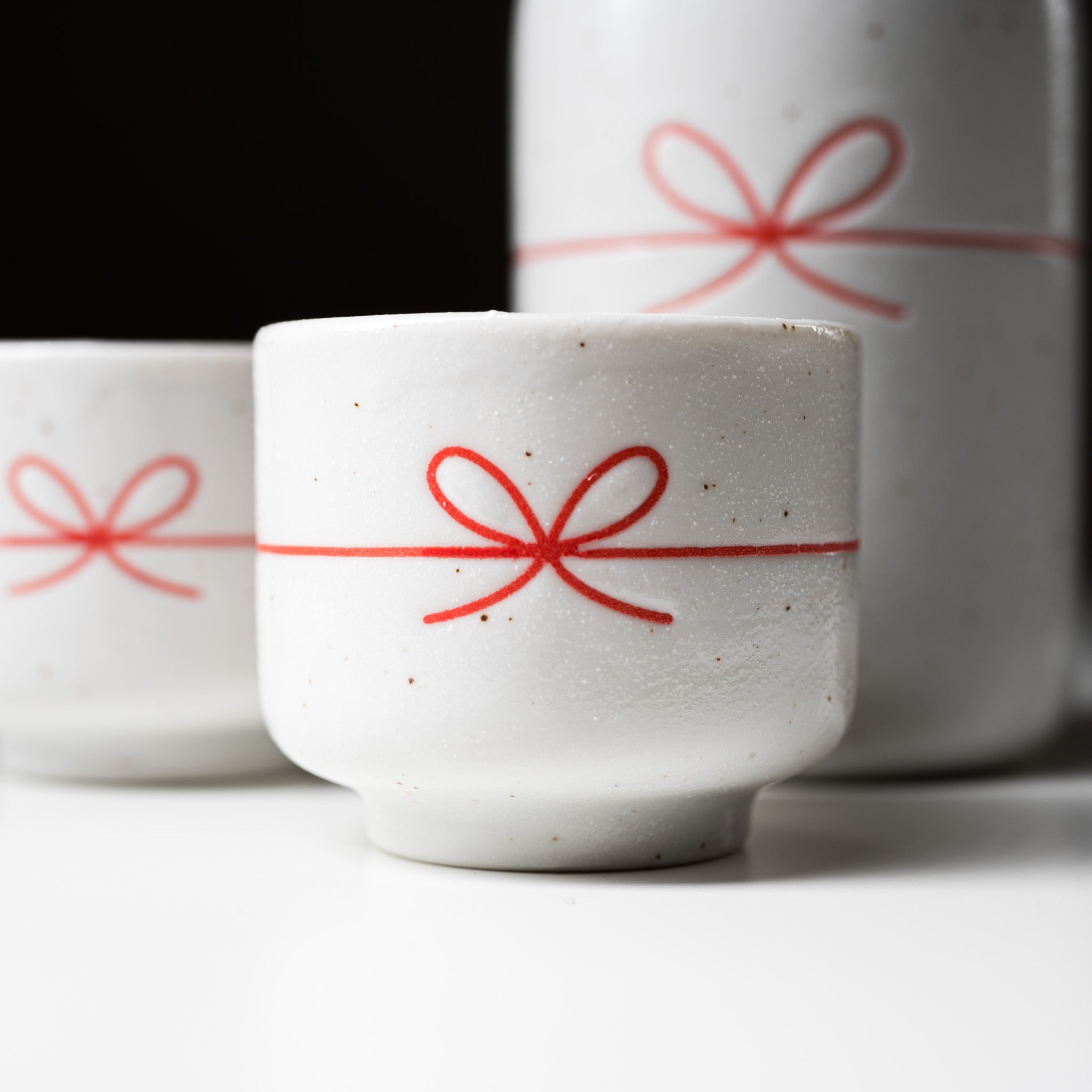 Handcrafted Mino Ware Pottery Sake Set with Mizuhiki Decoration - Traditional Japanese Ceramic Drinking Vessel for Sake, Tea or Display - Perfect for Japanese Tea Ceremonies, Gift Giving & Home Decor