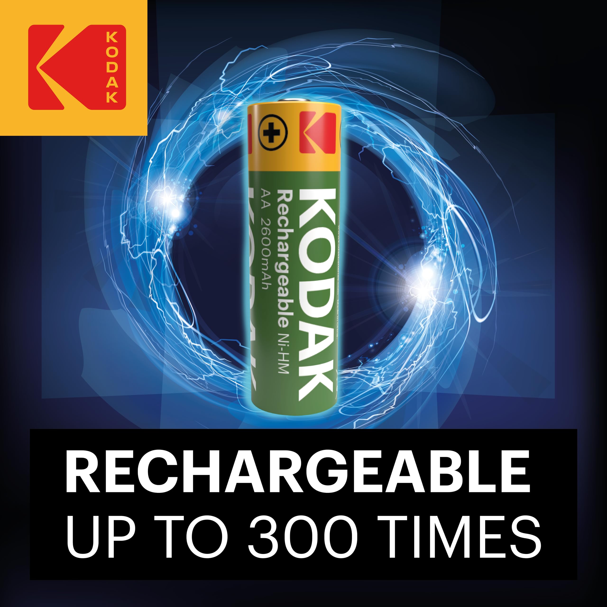 Kodak Rechargeable AA AAA Batteries with Charger - 4 Pack Double A Batteries Included - Perfect for Cameras, Toys, and Electronics