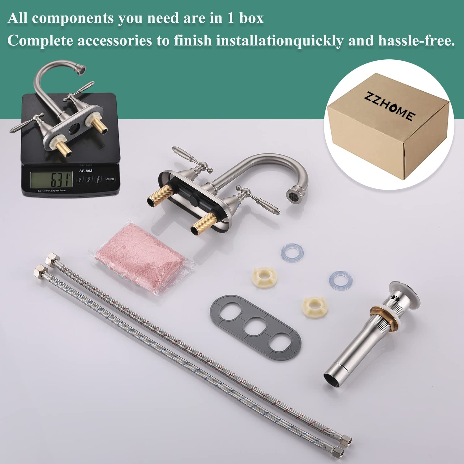 Brushed Nickel 3-Hole Bathroom Faucet with Pop-Up Drain - Perfect for RV & Laundry Sinks