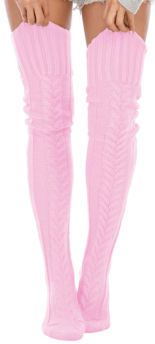 Leoparts Women's Cable Knit Thigh High Boot Socks - Extra Long Over The Knee Winter Stockings & Leg Warmers for Cold Weather & Fashion Outfits