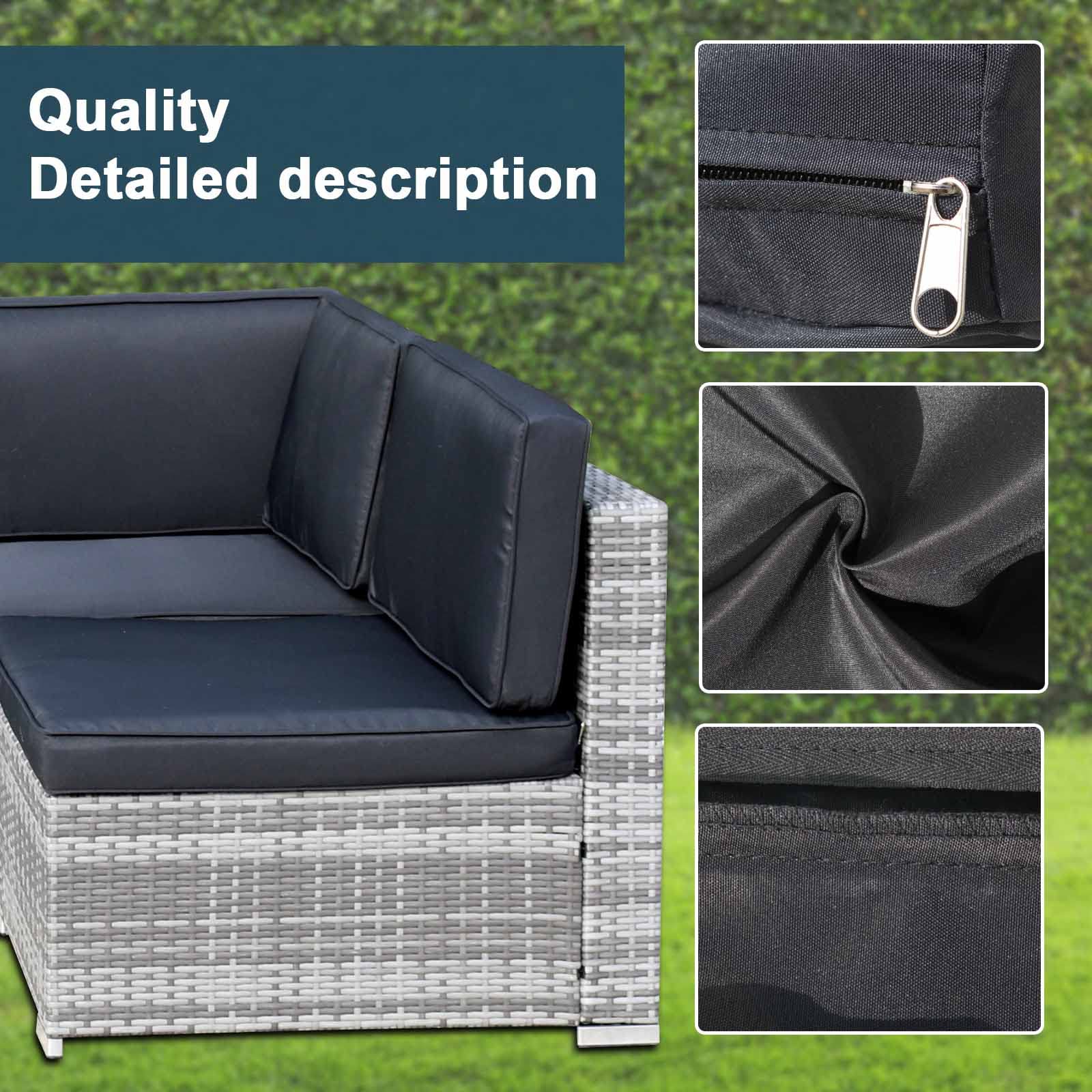 Waterproof Outdoor Patio Cushion Covers Set of 14 - Replacement Furniture Covers for Sofa, Chair & Bench - All Weather Durable UV Resistant - Black (Covers Only) - Perfect for Backyard, Deck & Poolside Lounging