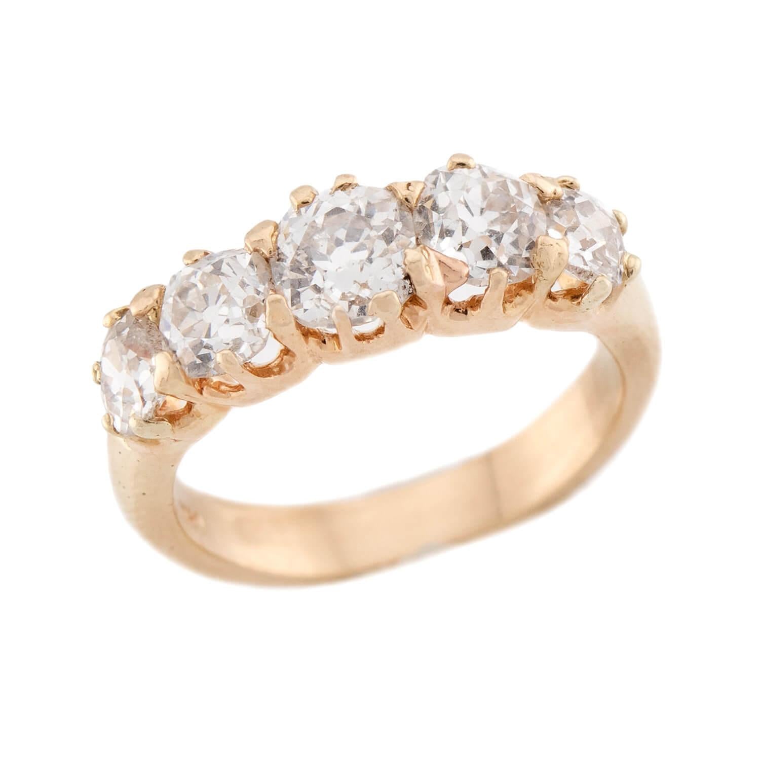 14K Victorian Diamond 5 Stone Engagement Ring - Elegant Vintage Wedding Band for Women, Perfect for Proposals, Anniversaries & Special Occasions