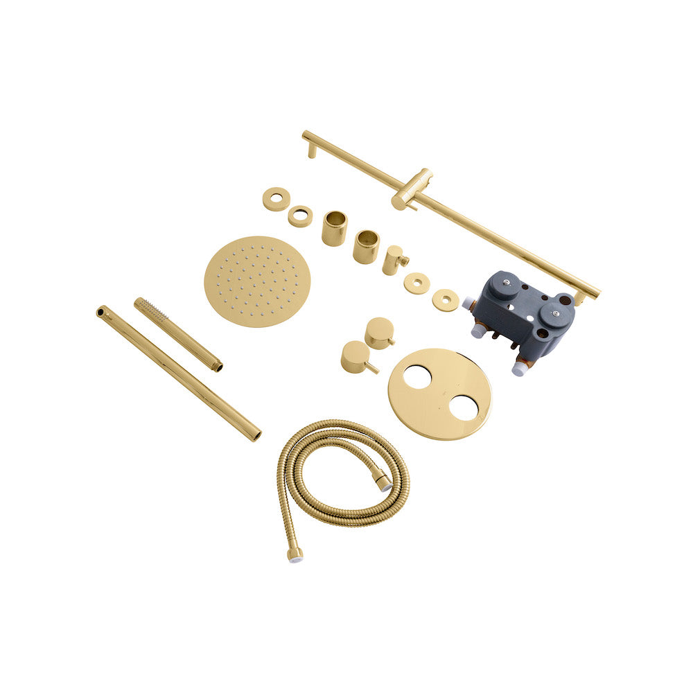 ZLINE Emerald Bay Thermostatic Shower System in Polished Gold - Luxury Rainfall Showerhead with Temperature Control for Spa-Like Bathroom Experience (EMBY SHS T2 PG) - Perfect for Master Bathrooms and Upscale Home Renovations