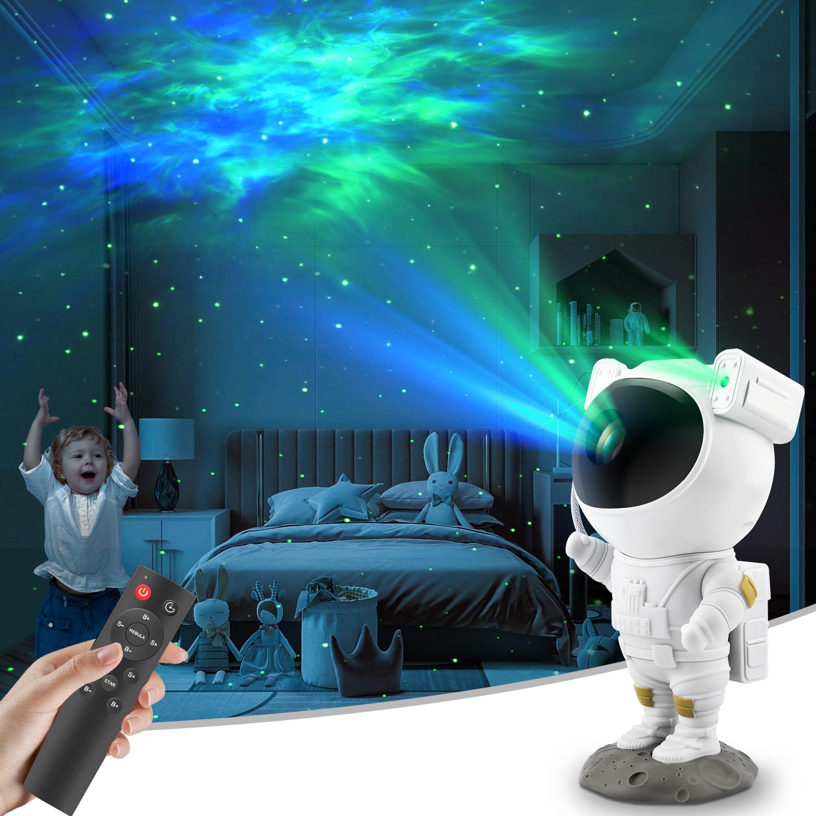 YIKANWEN Astronaut Star Projector - LED Galaxy & Nebula Ceiling Projector with Remote Control & Timer, Starry Sky Night Light for Room Decor - Perfect Gift for Kids & Adults (Bedroom, Nursery, Party, Relaxation)