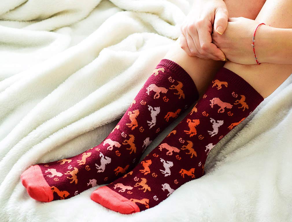 Tstars Equestrian Horse Socks for Women & Girls - Fun Novelty Crew Socks - Perfect Gift for Horse Lovers & Riding Enthusiasts - Great for Horseback Riding, Barn Days & Equestrian Events