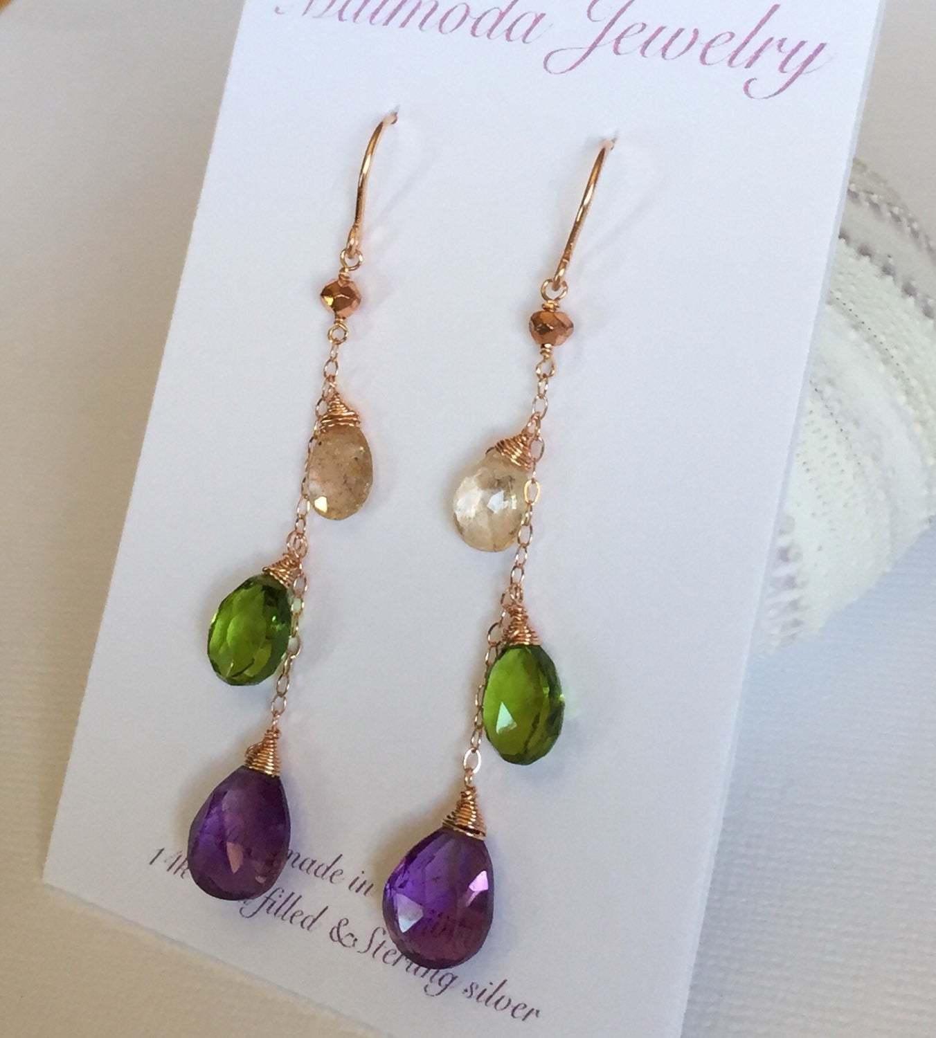 Elegant Adele Mixed Gemstone Earrings (E113) – Perfect for Parties, Weddings & Special Occasions