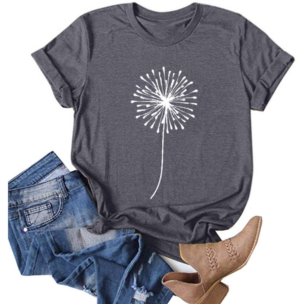 GUXIN Women's Summer Casual Short Sleeve Sunflower Graphic T-Shirt - Loose Fit Workout Top & Everyday Blouse for Gym, Running, Yoga, and Casual Outings