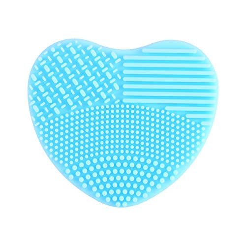 Silica Makeup Brush Cleaning Mat & Egg Scrubber Tool - Professional Cosmetic Brush Cleaner with Finger Glove for Deep Cleaning (Blue) | Perfect for Home Salon, Makeup Artists & Beauty Enthusiasts