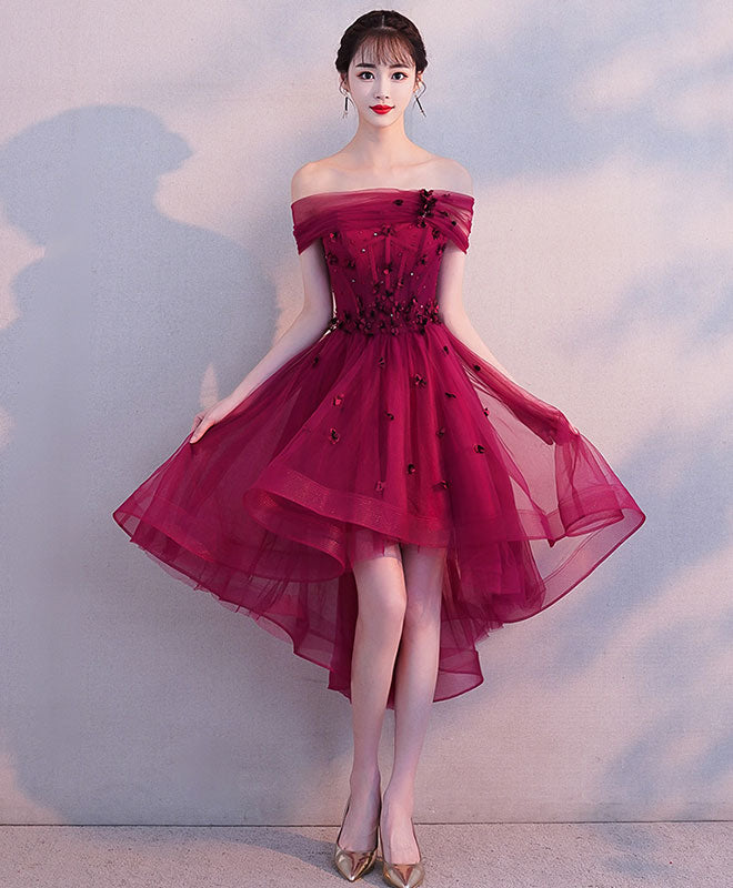 Elegant Burgundy Tulle Short Prom Dress | Homecoming Party Dress for Teens | Perfect for Dances, Formals & Special Occasions