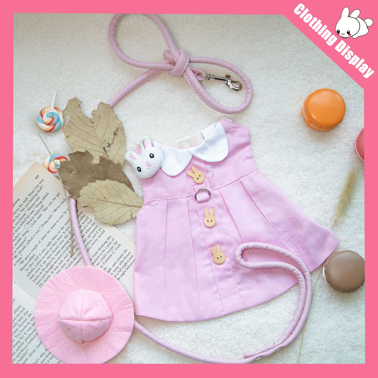 Cute Guinea Pig Clothes & Bunny Ferret Outfits with Rabbit Harness Leash Set - Soft Mini Hat, Pet Bag & Brooch for Kittens & Small Animals - Perfect for Pet Parties, Photo Shoots & Daily Walks