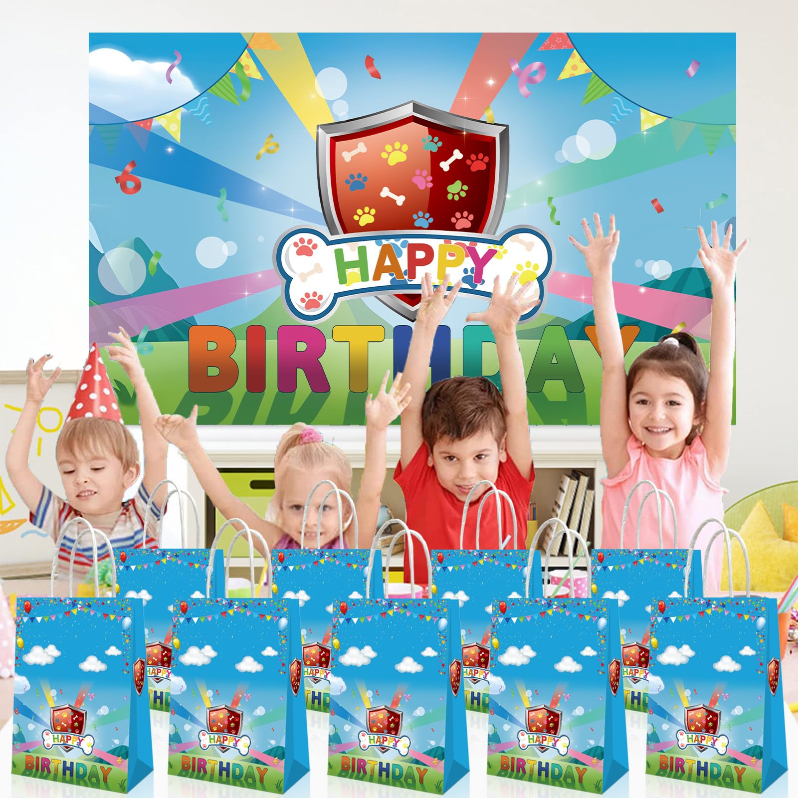 20-Piece Dog-Themed Party Decorations Kit - Includes Birthday Party Supplies, Gift Bags & Candy Bags for Kids (Boys & Girls) - Perfect for Dog Birthday Parties, Themed Events & Classroom Celebrations