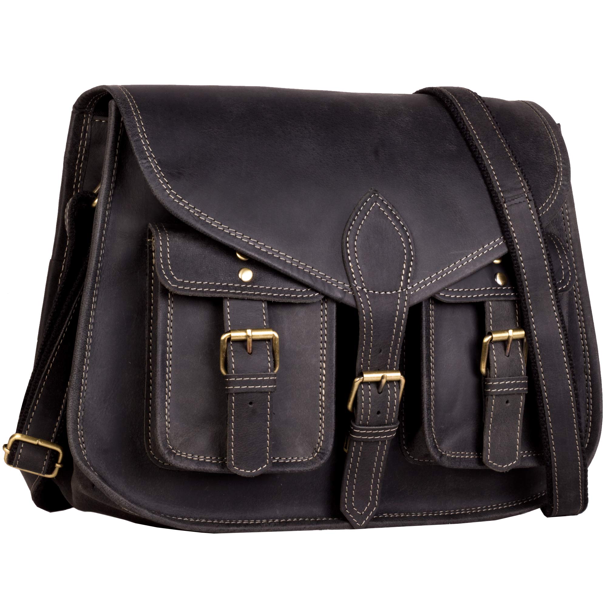 14 Inch Genuine Leather Purse for Women - Stylish Shoulder Bag & Crossbody Satchel - Ladies Tote Handbag for Travel, Work & Everyday Use