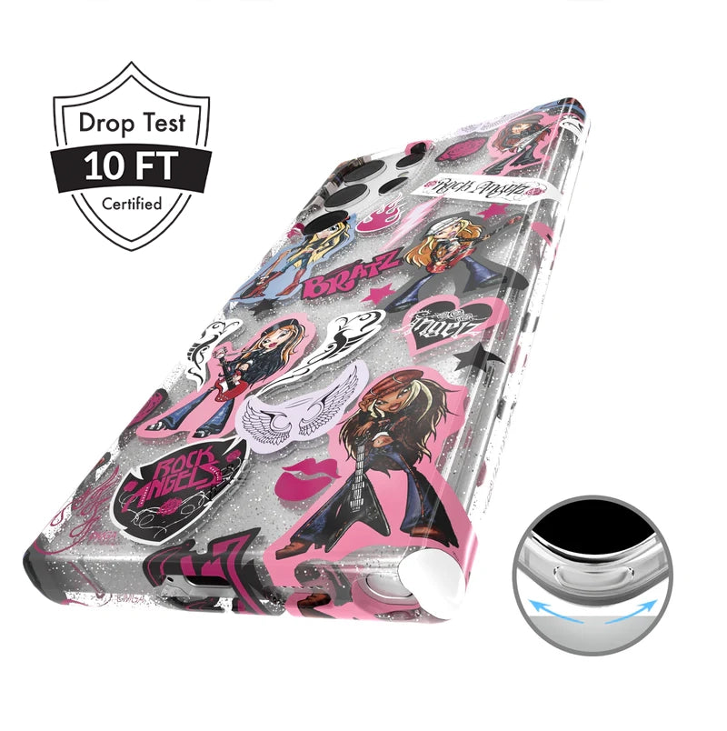 Bratz Rock Angelz Glitter Samsung Phone Case - Trendy Protective Cover for Galaxy S21/S20/Note 20 - Perfect for Teens, Fans, and Fashion Lovers