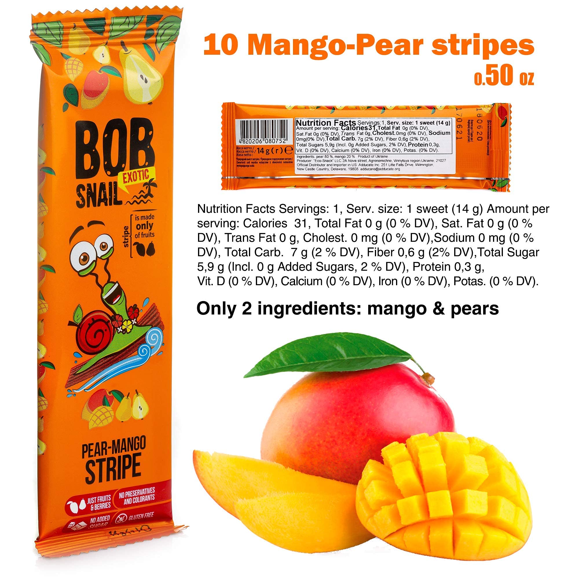 BOB SNAIL Healthy Fruit Snacks - Organic Vegan Gummy Candy for Adults & Kids - Perfect for School Lunches, Road Trips & Office Snacks