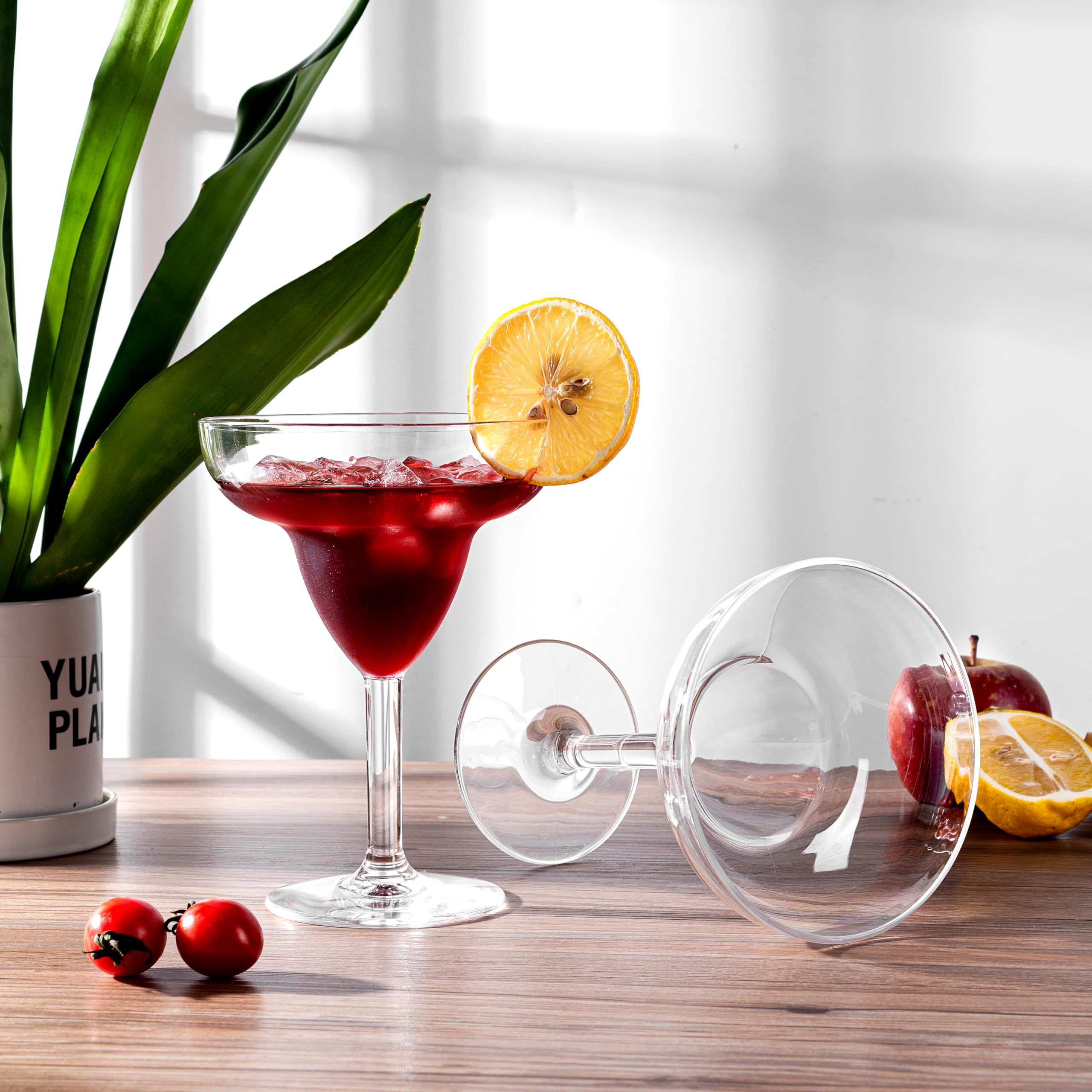 KOXIN-KARLU Classic 12oz Acrylic Margarita Glasses - Set of 6 Clear Plastic Cocktail Cups for Party, Bar, Poolside Drinks & Summer Entertaining